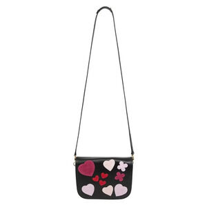 ANN MASHBURN Black Crossbody Bag with Heart Accents